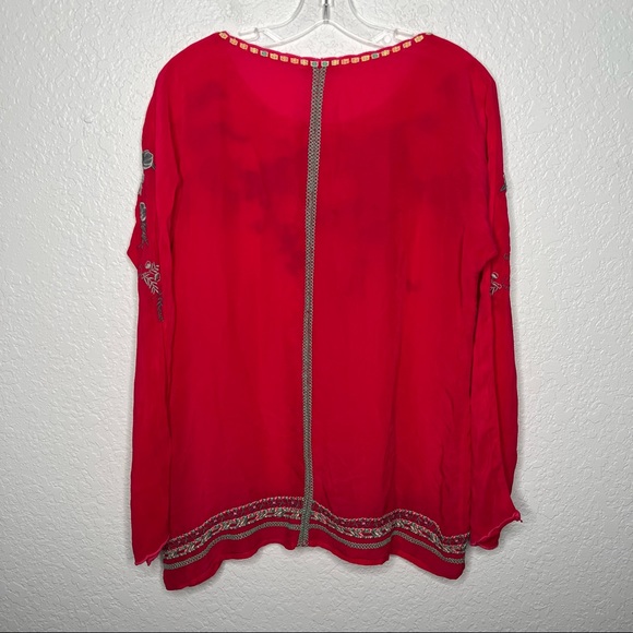 Johnny Was Womens Embroidered Floral Pink Tunic Swing Top Small Shirt Blouse - Picture 4 of 7